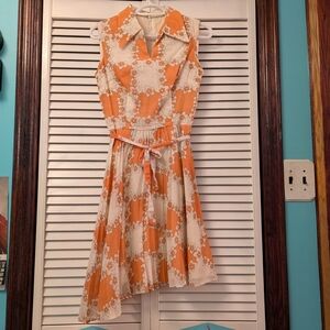 1970s Orange and White Dress